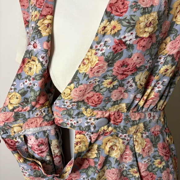 Vintage 80s Floral Cottagecore Short Sleeve Blousey A Line Midi Dress - Picture 9 of 10